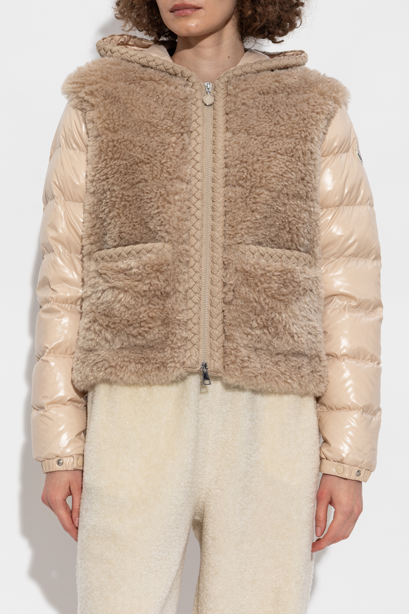 ◆今季注目ファーダウン◆ Moncler Plantay Beige Plantay Hooded Teddy Short Down Jacket - Short Down